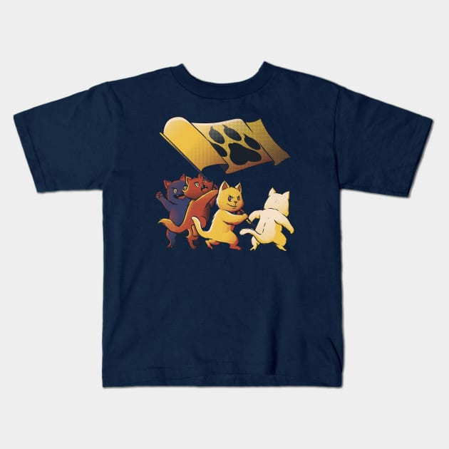 Raising the flag on Iwo Jima cats world domination for cats by Tobe Fonseca Kids T-Shirt by Tobe_Fonseca